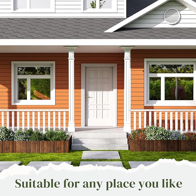 3PACK, 12FT Total Length Wooden Garden Fence Wood Garden Edging Border No Dig Landscape Edging Decorative Flower Bed Border Courtyards Planting Tree Fence Patio Path Edging -11.8" H x 48" L