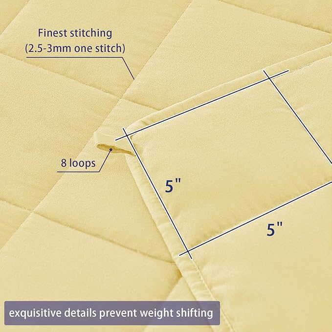 yescool Weighted Blanket for Adults (17 lbs, 60" x 80", Yellow) Cooling Heavy Blanket for Sleeping Perfect for 160-180 lbs, Queen Size Breathable Blanket with Premium Glass Bead, Machine Washable