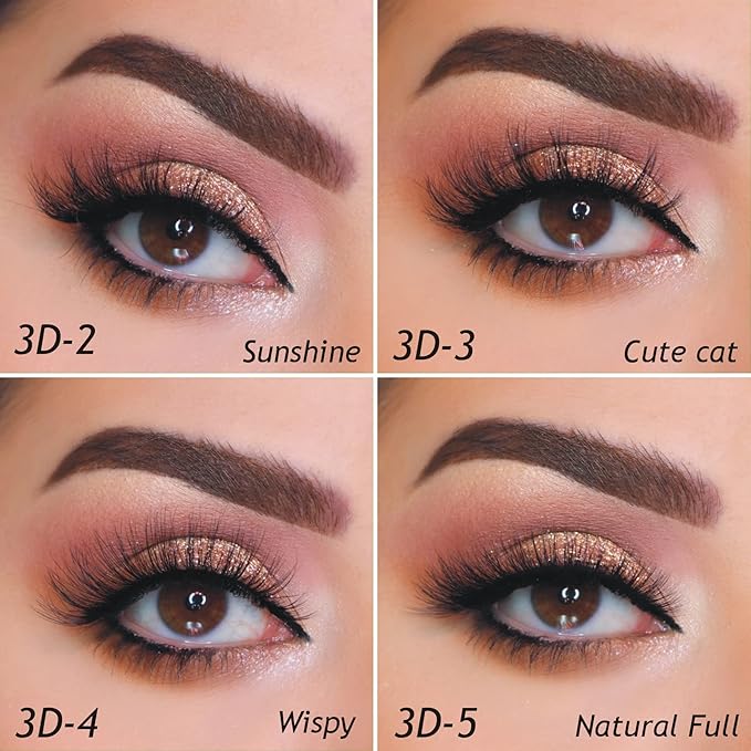 Eliace False Eyelashes Natural look Cat Eye Lashes Wispy Strips 3D Mink Lashes Fulffy,NEW 50 Pairs 5 Styles Fake Eyelashes,Faux Volume Curly Full,Thin Lash Band Soft Comfortable Lightweight Lash Pack