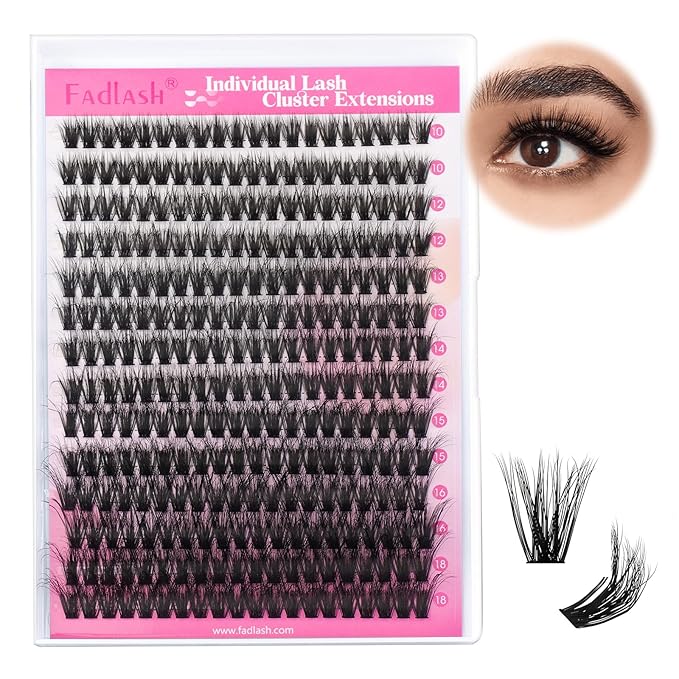 Lash Clusters 60D 300pcs 10-18mm Mixed Tray 3D Effect Fluffy Cluster Lashes D Curl Wispy Individual Lashes False Mink Eyelashes DIY Flat Lash Extension Individual Lashes Cluster (60D-0.07-D,10-18mm)