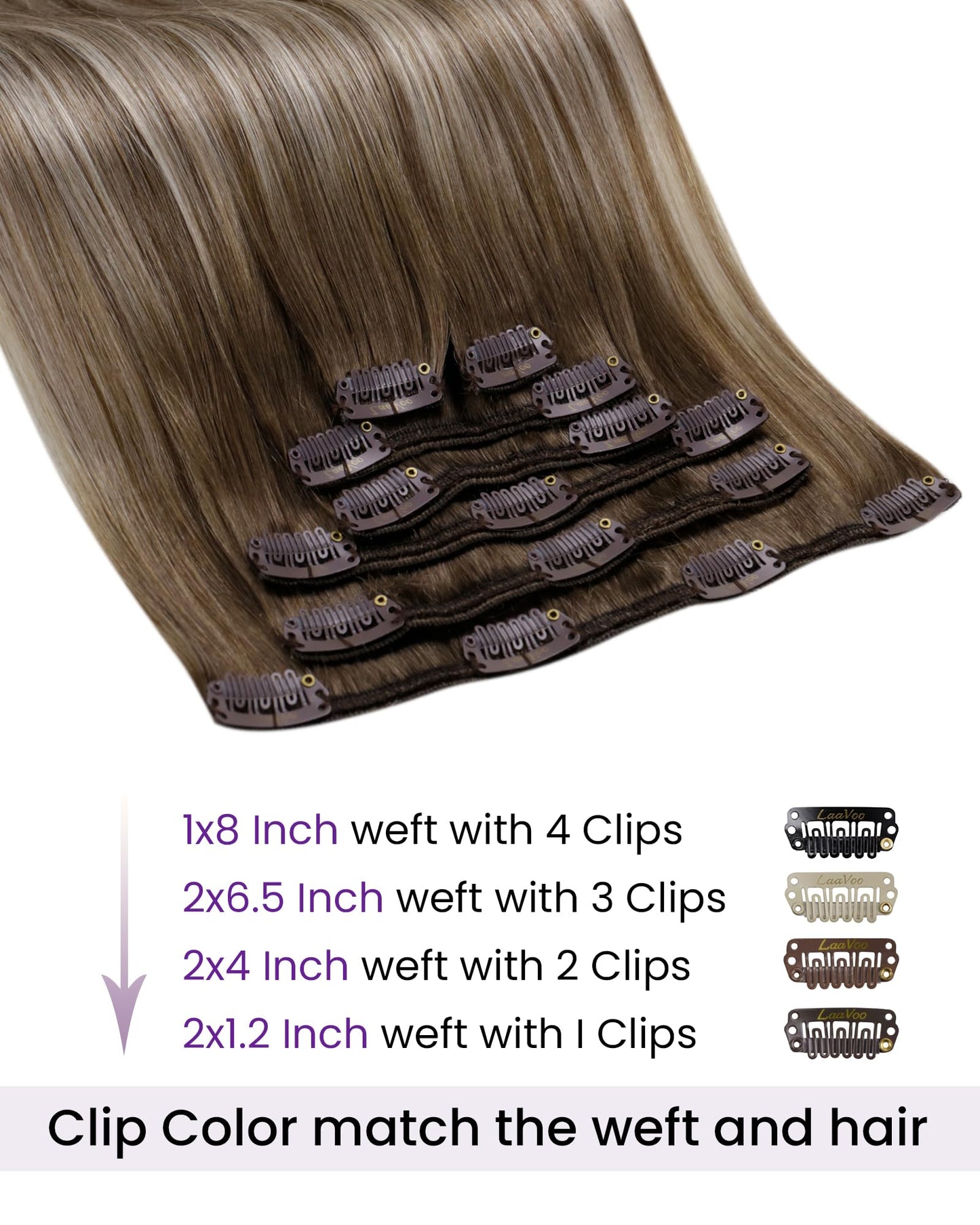 LaaVoo Hair Extensions Clip ins Blonde Ombre Human Hair Clip in Extensions Light Brown Balayage Platinum Blonde Clip in Hair Ext