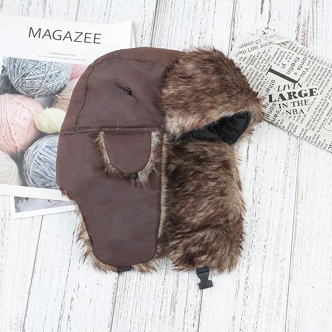 ONWAY Trapper Hat Winter Hats for Women Men with Faux Fur Ear Flaps