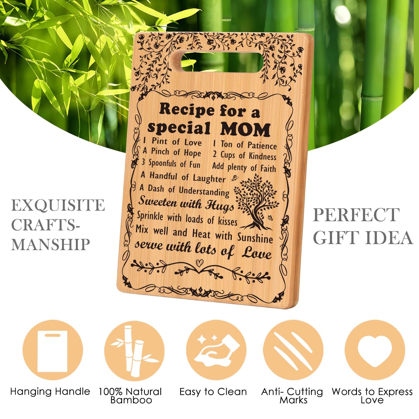 Birthday Gift for Mom Christmas Birthday Gifts from Daughter Son, I Love Mom Best Mom Ever New Single Moms Cool Christmas Mother's Day Gifts from Daughter Cutting Boards Unique Mom Gift