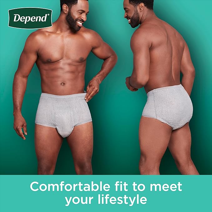 Depend Fresh Protection Adult Diapers, Incontinence Underwear for Men, Disposable, Maximum, Extra-Large, Grey, 15 Count, Packaging May Vary