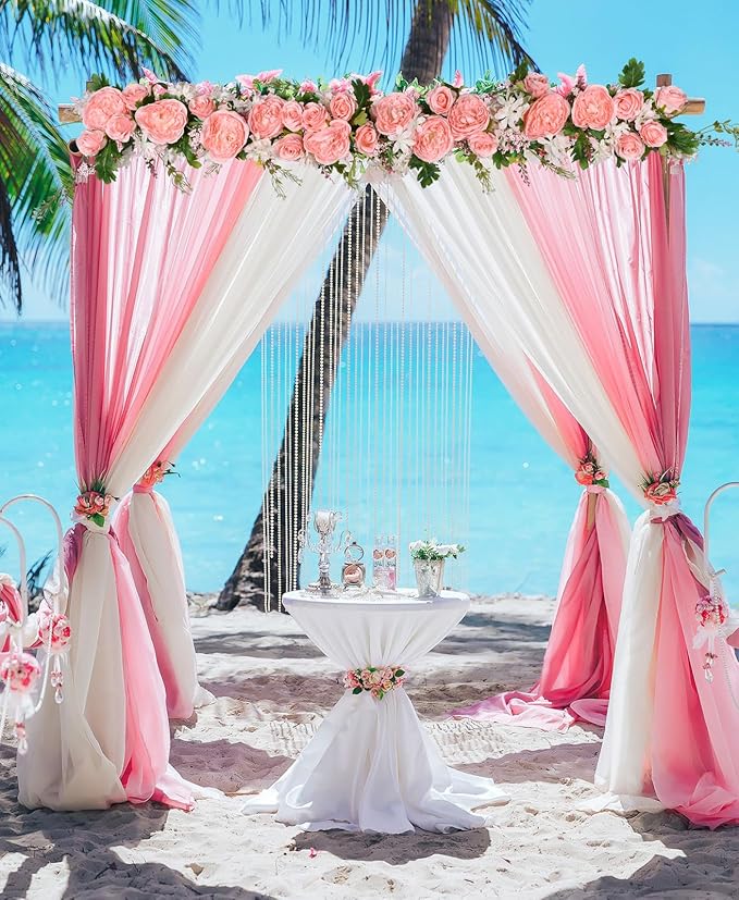 DearHouse 2Pack Artificial Peony Flower Garland - Silk Peony Garland with Pink Flowers for Wedding Party Table Decoration,6ft/Strand