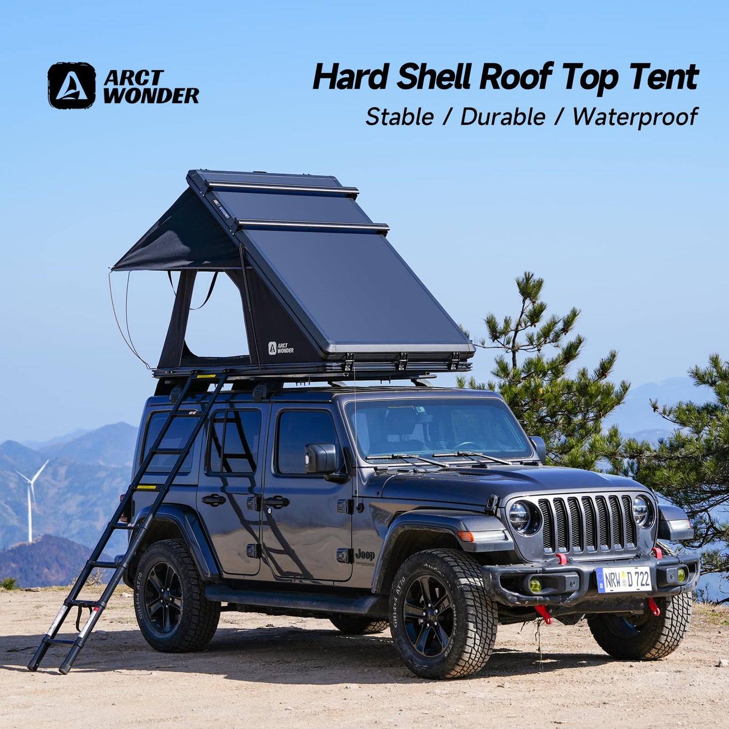 Arctwonder Rooftop Tent Hard Shell with Winter Thermal Layer,Roof top Tent Hardshell Suitable for Jeep SUV Truck Van,Camping Car 2 Person