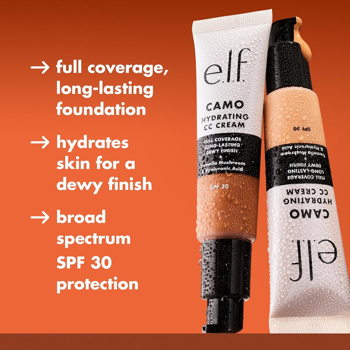 e.l.f. Hydrating Camo CC Cream, SPF 30, Color Correcting Full Coverage Foundation For A Dewy Finish, Vegan & Cruelty-Free, Fair 100 W