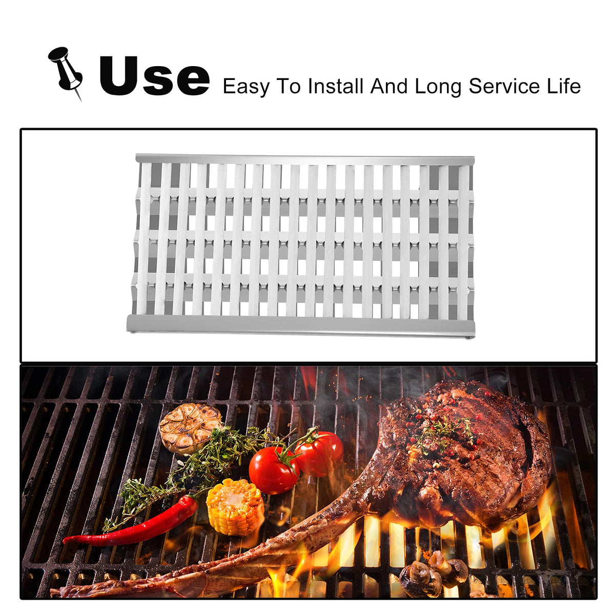 Clivimi Grill Heat Plates Heat Shield Grill Burners for DCS Grills 27DBQR, BGA36-BQARL/BQARN, BGA48-BQARL/BQARN, Ceramic Rod Complete Radiant Tray BBQ Gas Grill Replacement Parts Stainless Steel