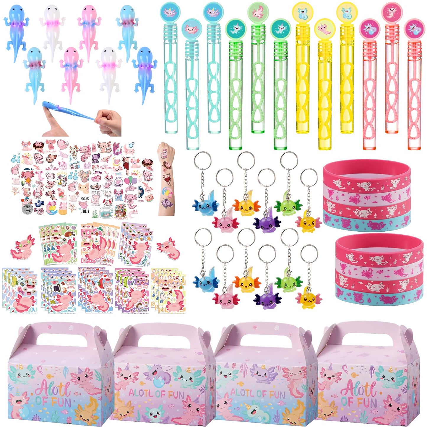 Vanblue Axolotl Party Favors Themed Birthday Party Decoration Goodie Bags Stuffers Pink Axolotl Birthday Supplies Toy Gift for Kids Treat Gift Bags Stuffers Pinata Filler Classroom Rewards