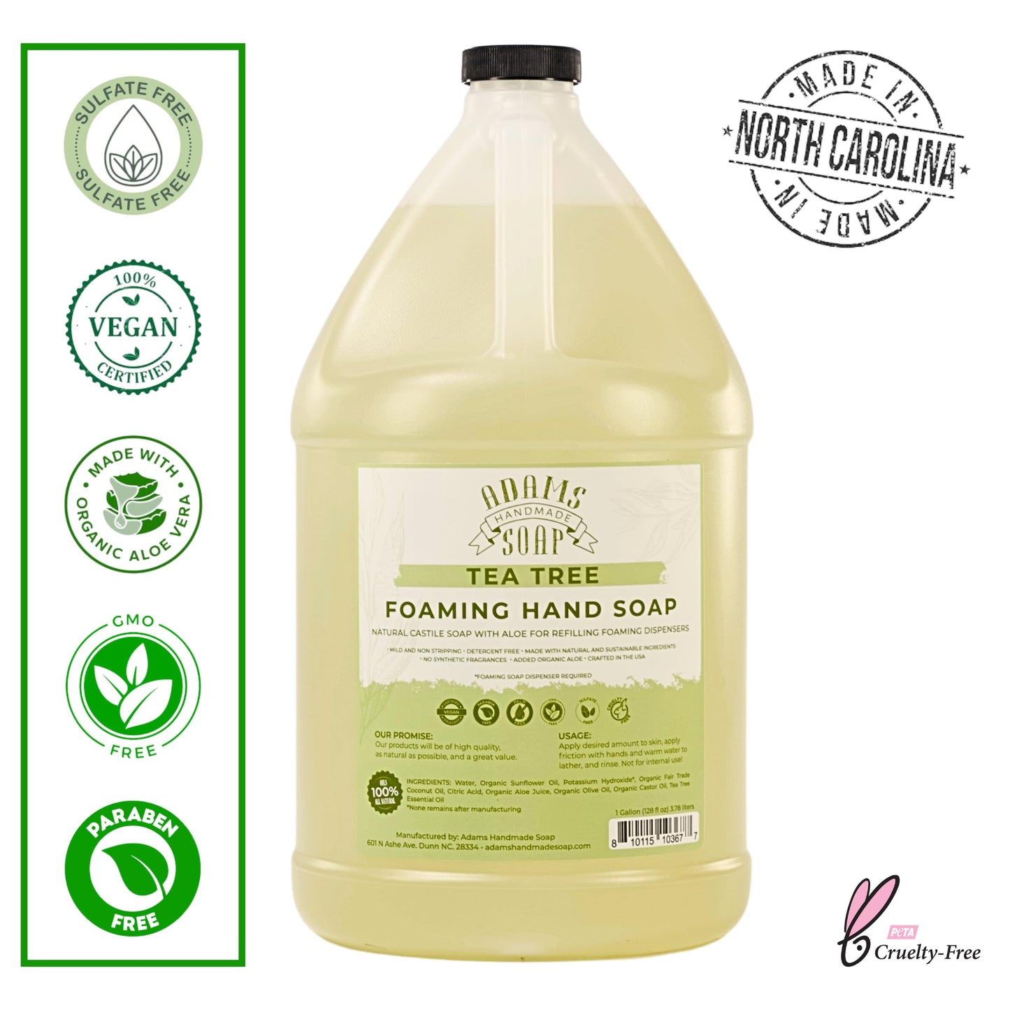 Adams Handmade Soap Liquid Foaming Soap 1 Gal - Tea Tree