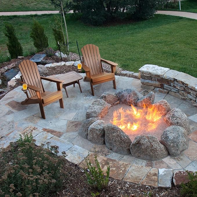 FUNBERRY Folding Adirondack Chair, All Weather HDPE Fire Pit Chairs with Cup Holder for Outdoor