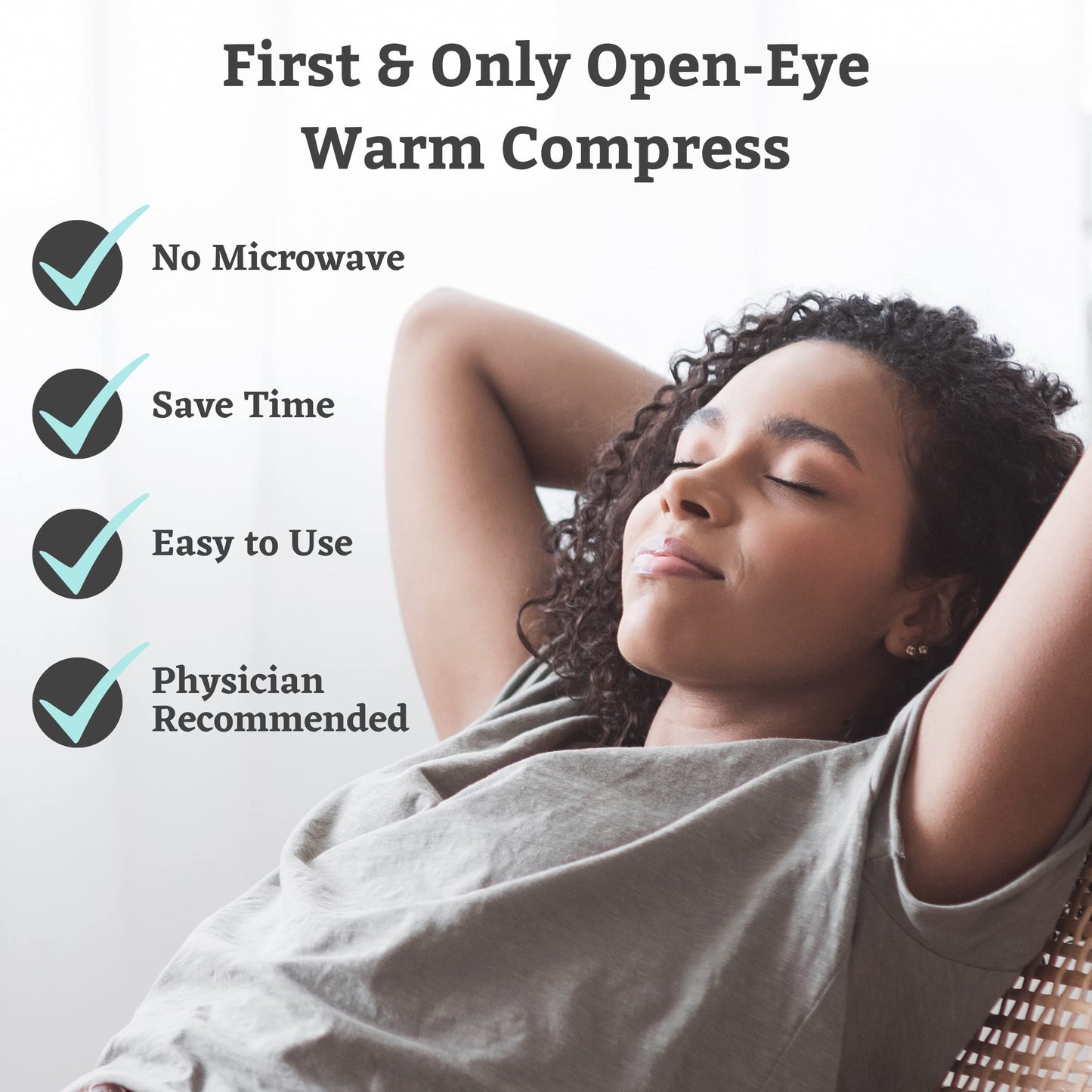 TearRestore Heated Eye Mask for Dry Eyes – Self-Heating Reusable Open Eye Compress for Styes & Eye Irritation – No Microwave NeededDesign for Travel or Daily Wellness