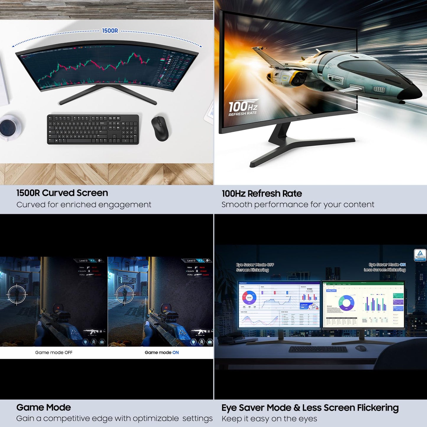 Samsung 32-inch S3 (S39GD) FHD 100Hz Curved Monitor, Game Mode, Eye Saver Mode, Multiple Connectivity with HDMI Port, Built-in Speakers, LS32D39DGANXZA, 2025