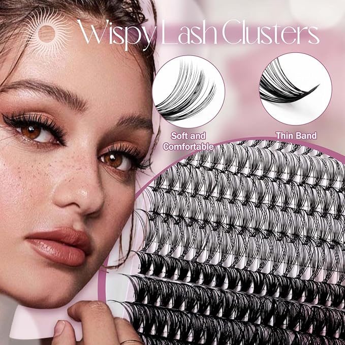 FADLASH Lash Extension Kit 20D+40D+50D Lash Clusters C Curl Lash Cluster Kit DIY Eyelash Extension Kit with Lash Bond and Seal Lash Tweezer Cluster Lashes (Kit, 20D+40D+50D-07C-Mix10-18)