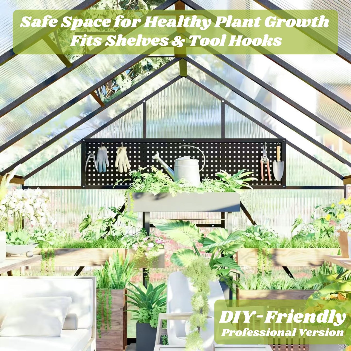 8X 10 FT Greenhouses for Outdoors, Polycarbonate Greenhouse with PC Panels, Greenhouses for Outdoors for Yard, Garden, Hobby, Dark Gray