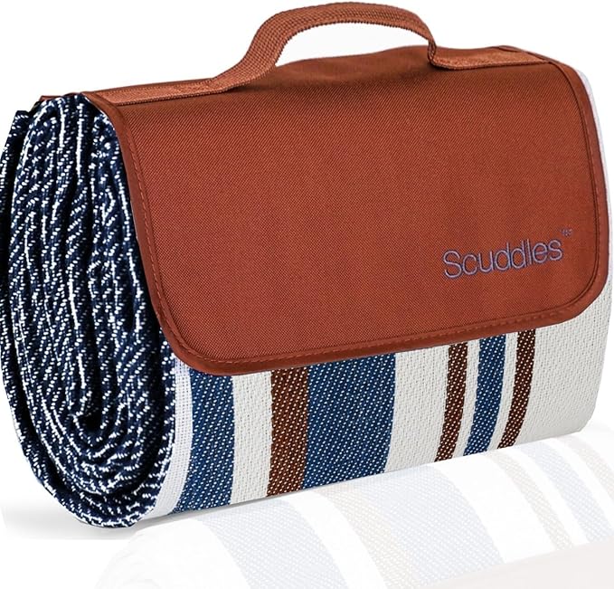 scuddles 60" x 60" Extra Large Outdoor Picnic Blanket – Waterproof, Foldable Travel Mat for Beach, Camping, Grass, Lawn, P...