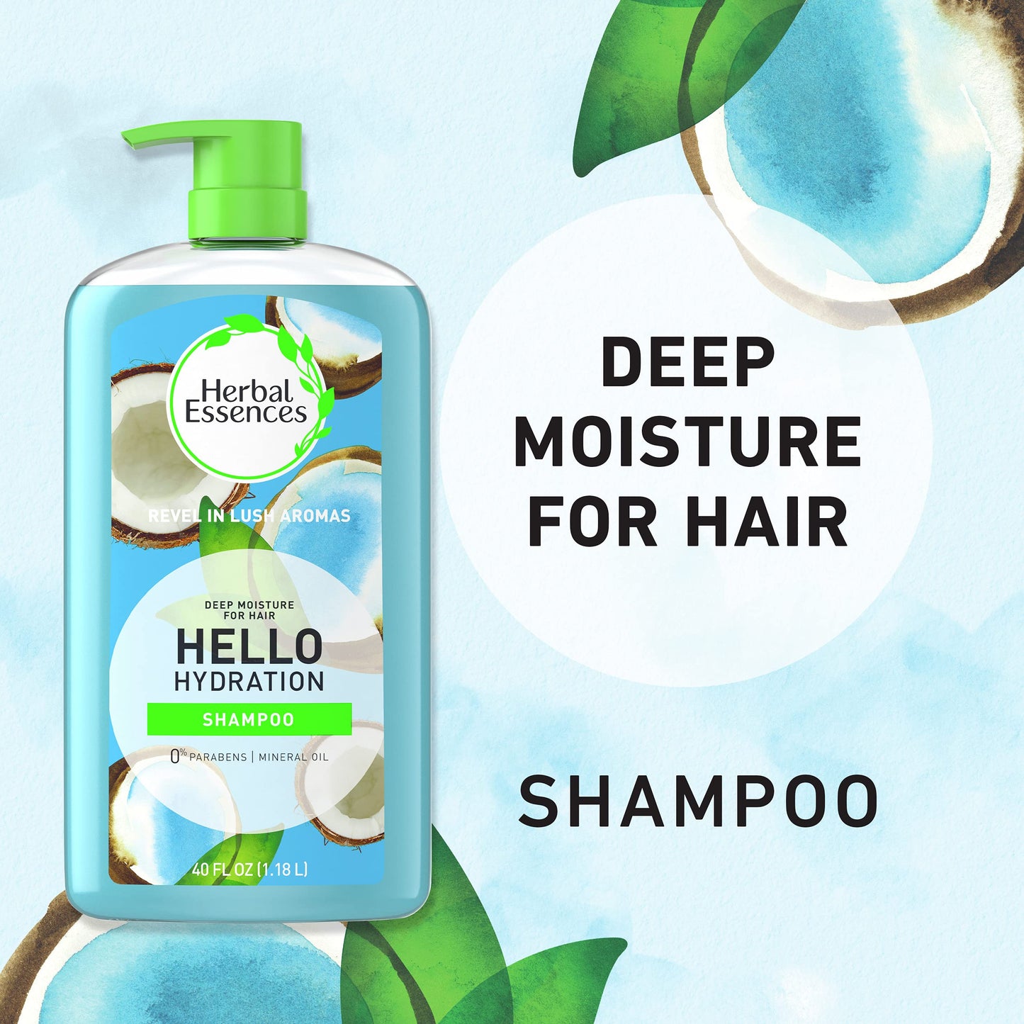 Herbal Essences Moisturizing Shampoo and Conditioner Set, Paraben Free, Hello Hydration, Safe for Color-Treated Hair, Coconut, B