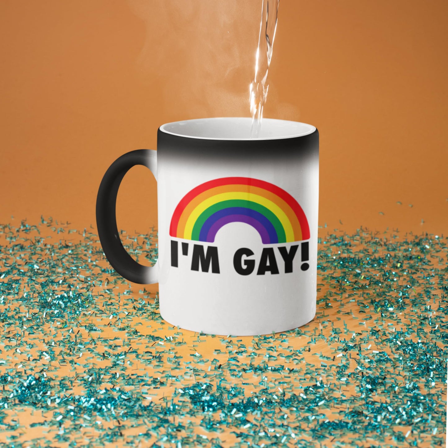 Turtle Straws I'm Gay Rainbow Heat Change Mug - Funny Rude Mug - Message Appears as it Heats - Perfect Novelty Gag Gift, best funny gifts and pride accessories