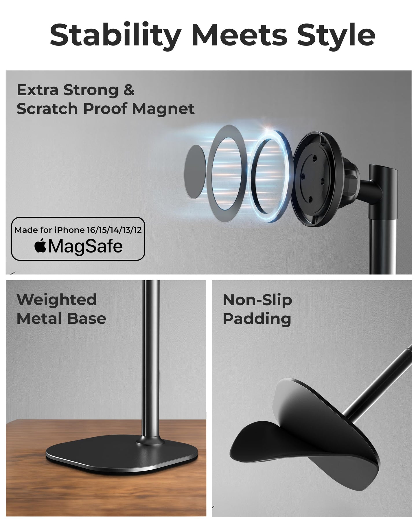Cooper Magstand - Adjustable Magnetic Iphone Stand For Desk & Phone Holder For Video Recording, Compatible With Magsafe, Stand F