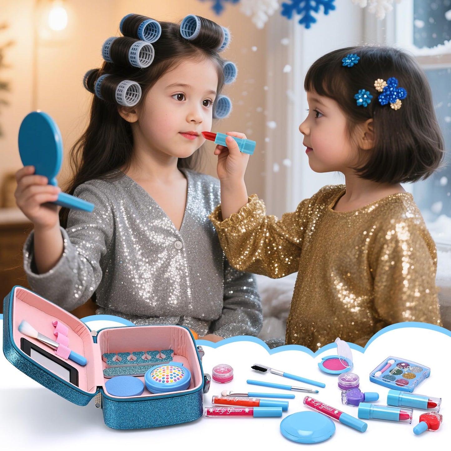 ACGASK Real Washable Makeup Kit for Girls - Non-Toxic Kids Play Make Up Set Toy for Toddlers Children, Princess Toys Birthday & Christmas Gift ideas for 5 6 7 8 9 10 11 12 Year Old Girls