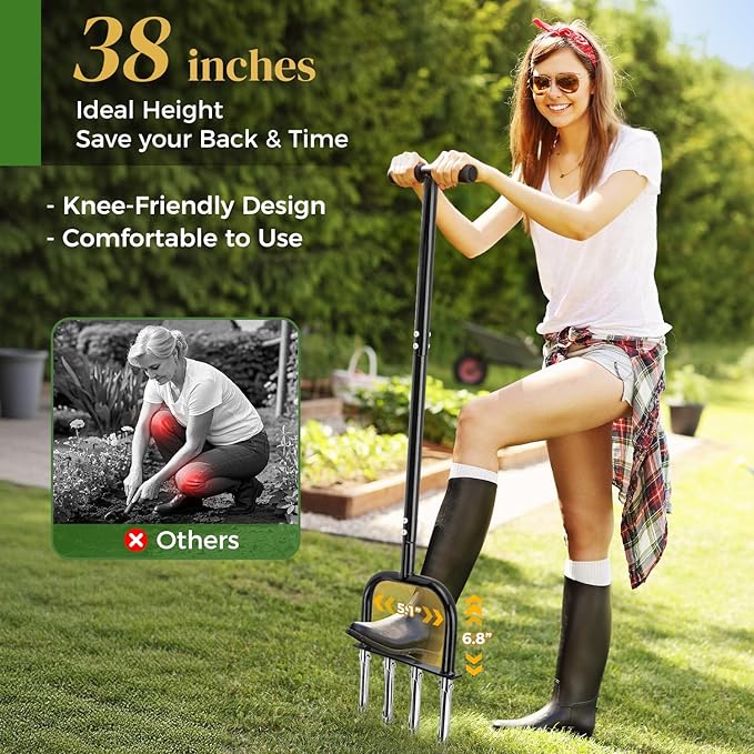 2-in-1 Lawn Aerator & Weeding Tool Set, Snow Shovel – Multifunctional Garden Soil Aerator, Weed Remover, and Snow Shovel for Small Lawns, Tight Corners, and Yard Care