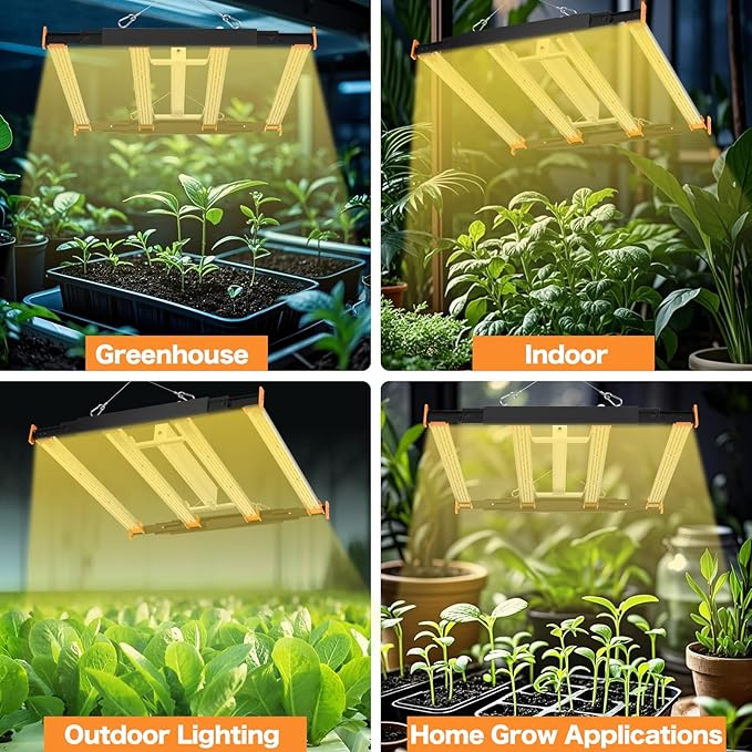320W LED Grow Light, 3x3ft Coverage Full Spectrum Daisy Chain Growing Light, Dimmable & Retractable Bar Style Grow Lamp for Indoor Plants Greenhouse Vegetable Flower