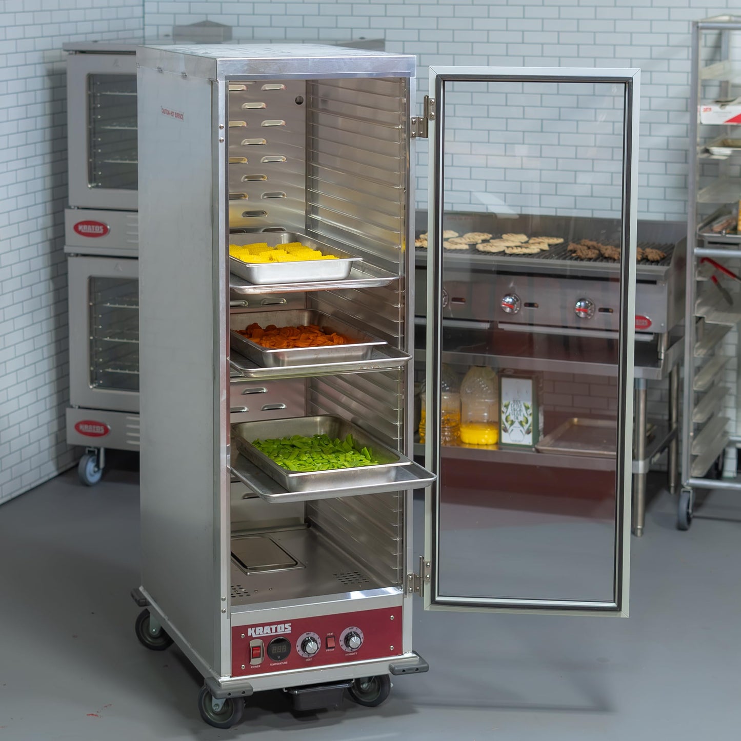 Kratos Full Size Commercial Non-Insulated Holding and Proofing Cabinet | Holds 36 Full Size Sheet Pans | Mobile | Clear Door | 120V, 1440W (28W-152)