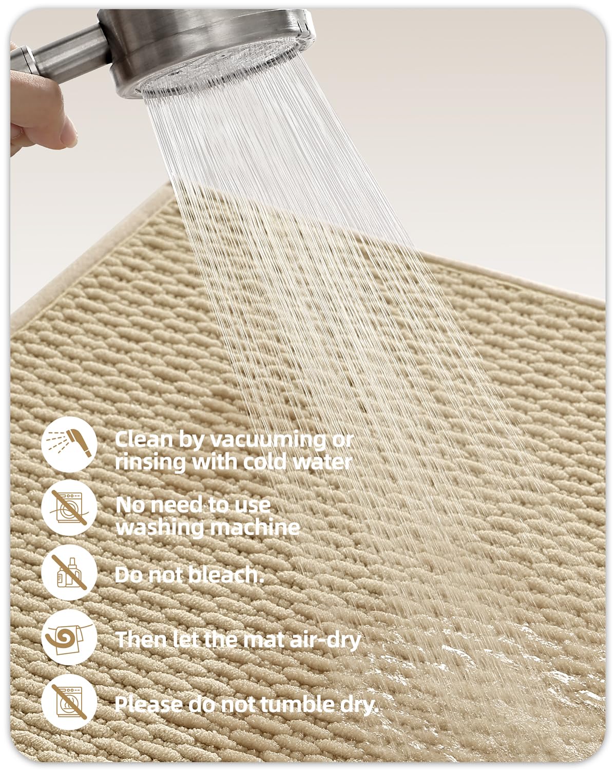 Color&Geometry Woven Chenille Bathroom Rugs Absorbent Non Slip, 16"x24" Light Yellow Bath Mat Washable, Small Bathroom Mat Quick Dry, Thin Bath Rugs Fit Under Door