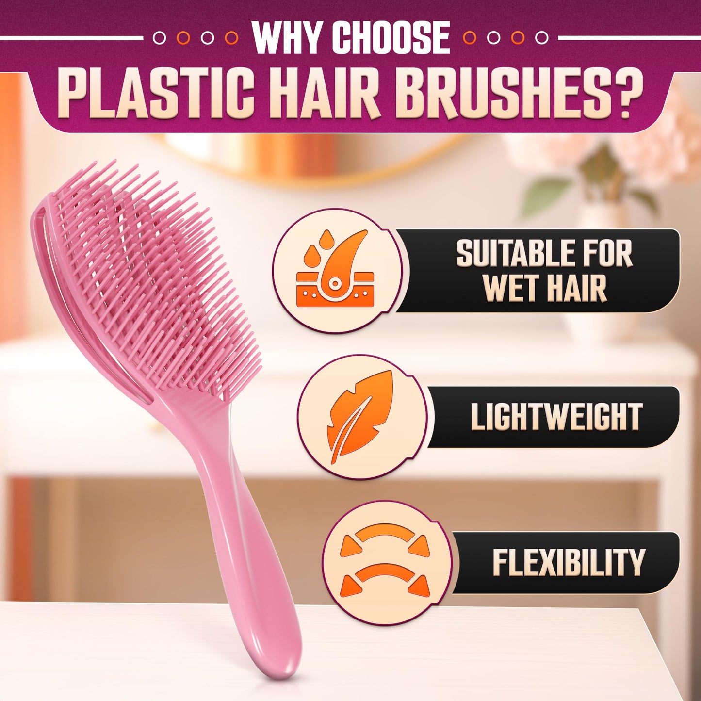 2 Pcs Detangling Curl Brush for Curly Hair Pink & Violet Set - Ergonomic Shell Shape Design and Scalp-Fitting Detangling Brush f