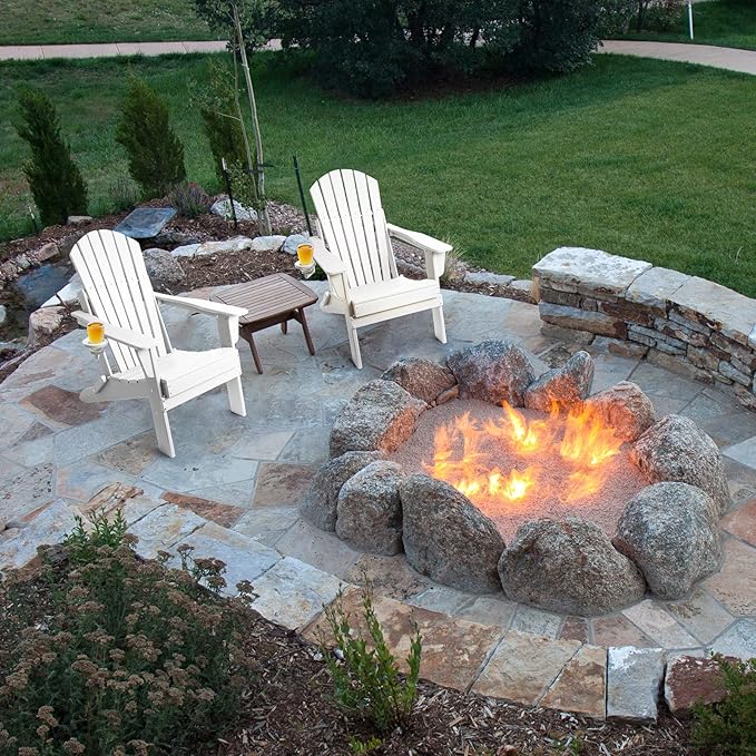 FUNBERRY Folding Adirondack Chair Set of 4, All Weather HDPE Fire Pit Chairs with Cup Holder for Outdoor