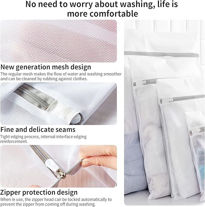 3 Pack Small Mesh Laundry Bags by MDSXO- Small Durable Lingerie Delicates Bag for Washing Machine for Socks, Bra, Mask,Baby Clothes 10 * 12 inch [3 Pack]