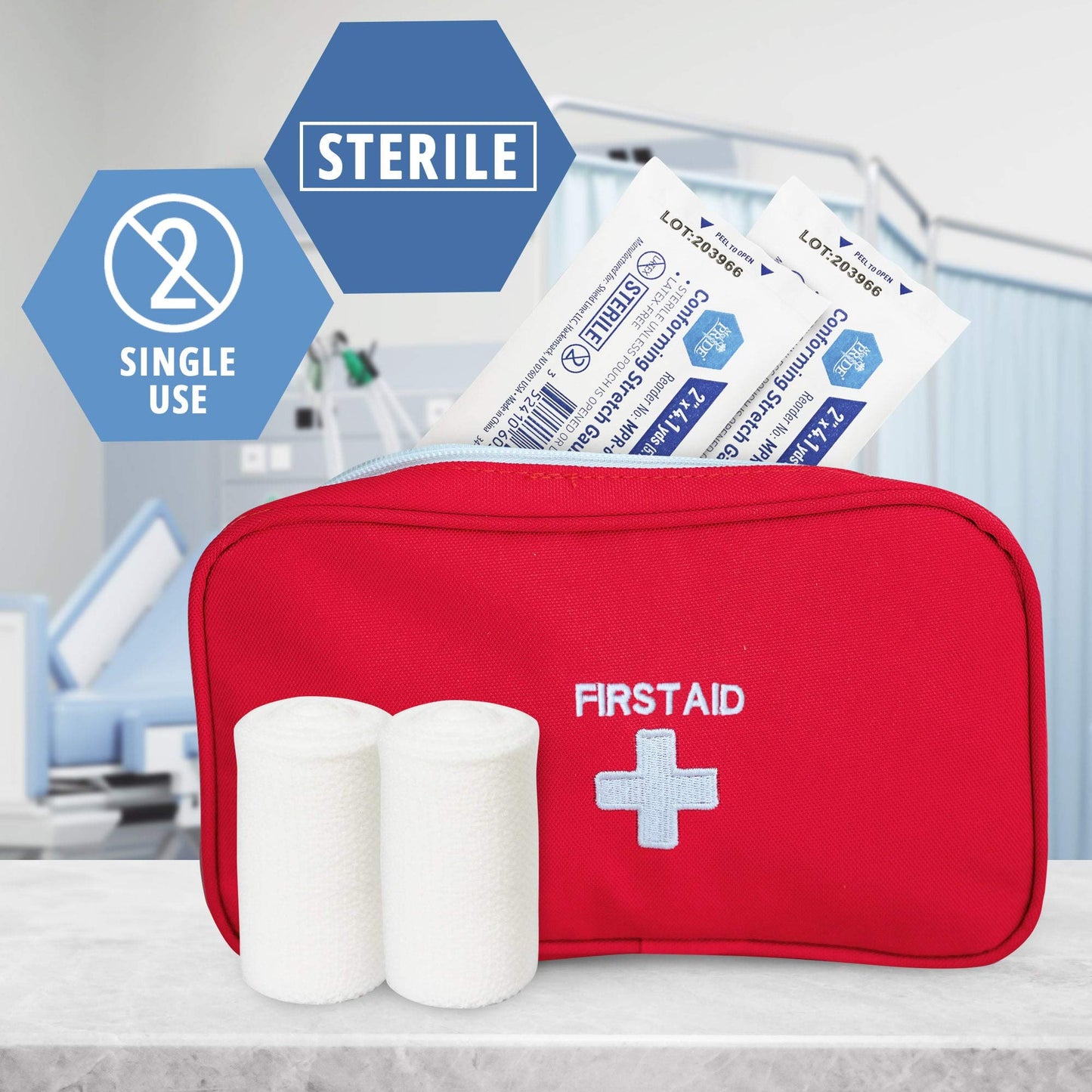 MED PRIDE 2 in Conforming Stretch Gauze Bandage Sterile Latex-Free Non-Adherent First Aid Wound Care Rolls (2x147.6 Inch (Pack of 12))