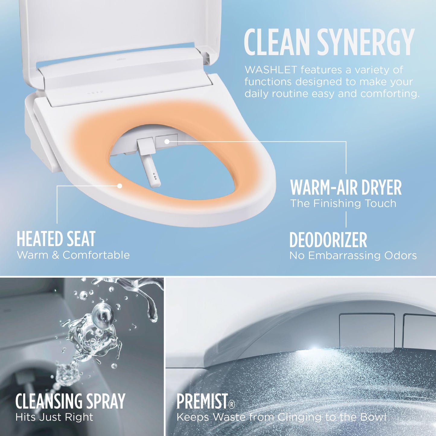 TOTO® WASHLET® S2 Electronic Bidet Toilet Seat with Instantaneous Water Heating, PREMIST and EWATER+ Wand Cleaning, Round, Cotton White - SW3345#01