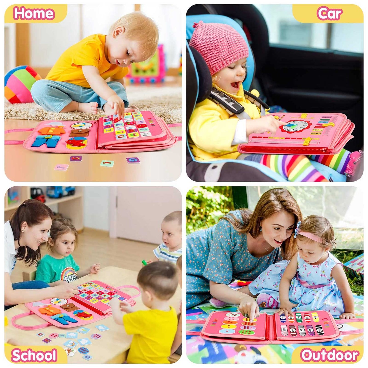 Winblo Toddler Busy Board - Montessori Toys for Toddler Girl Birthday Gift, Educational Learning Sensory Busy Book for Toddlers Girls, Toddlers Activities Travel Toys for Airplane Car