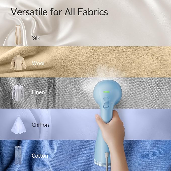 HiLIFE Steamer for Clothes, 1100W Clothes Steamer, Fast Wrinkle Removal with Large 300ml Tank, Ideal for All Fabrics, Easy to Use, Compact and Portable Travel Garment Steamer