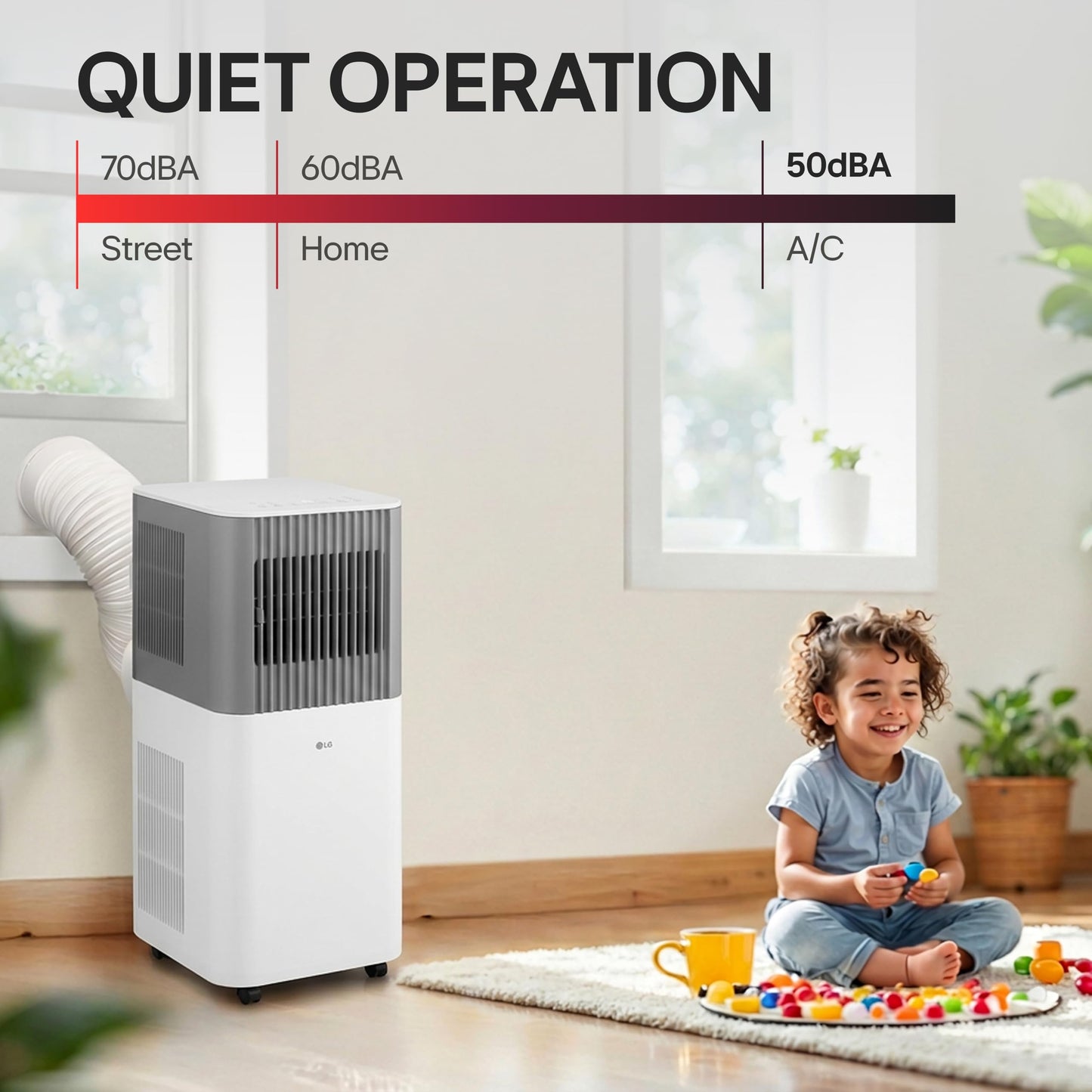 LG 6,000 BTU SACC (10,000 BTU ASHRAE) Smart Portable Air Conditioner, 115V, Cools 250 Sq.Ft. (10' x 25' Room), Quiet Operation, LCD Remote Control, Voice Control, Works w/Amazon Alexa, and Hey Google