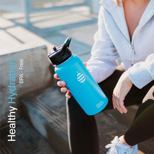 Clearly Filtered 32oz Water Bottle/Targets 220+ Contaminants/Double-Wall Insulated Stainless Steel Filtered Water Bottle BPA/BPS-Free Phthalate-Free Filters Fluoride Lead Chlorine (Charcoal)