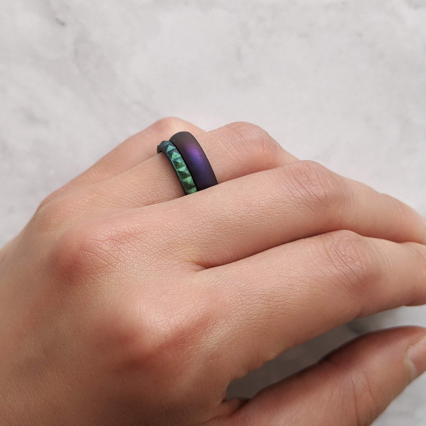 Knot Theory Cosmic Purple Silicone Ring for Men Women - Breathable Comfort Fit 6mm Wedding Band Size 8