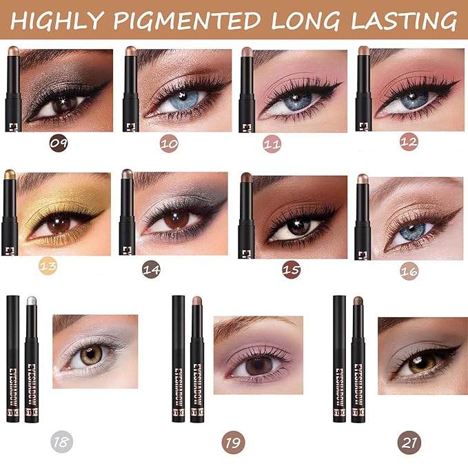Rose Gold Eyeshadow Stick, Shimmer Cream Eyeshadow Pencil Makeup, High Pigment Long Lasting Waterproof Eye Shadow Pen Women Multi-Dimensional Hypoallergenic Eye Highlighter Stick (16#)