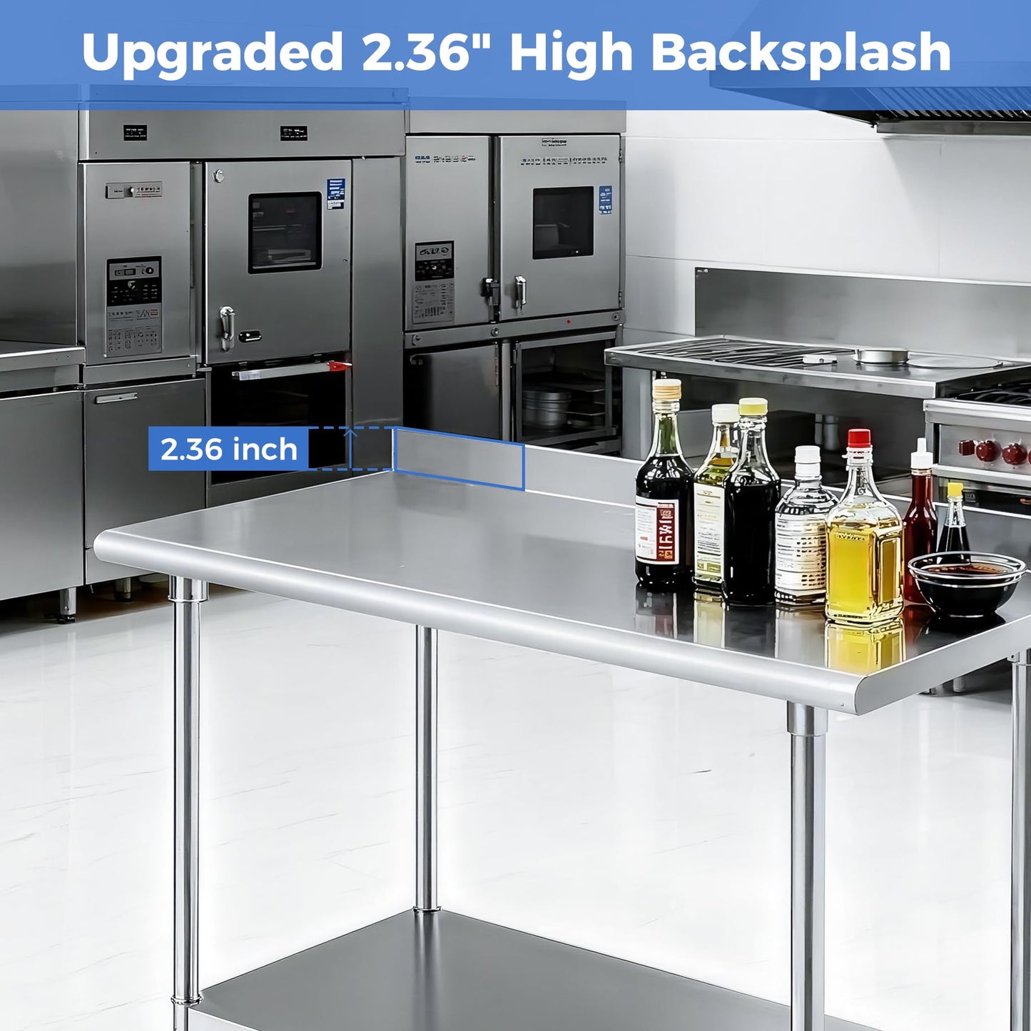 OSTBA Stainless Steel Table for Prep & Work 24x60 Inches with Casters Wheels and Backsplash, NSF Metal Commercial Heavy Duty Table with Adjustable Undershelf for Restaurant Kitchen Home and Hotel
