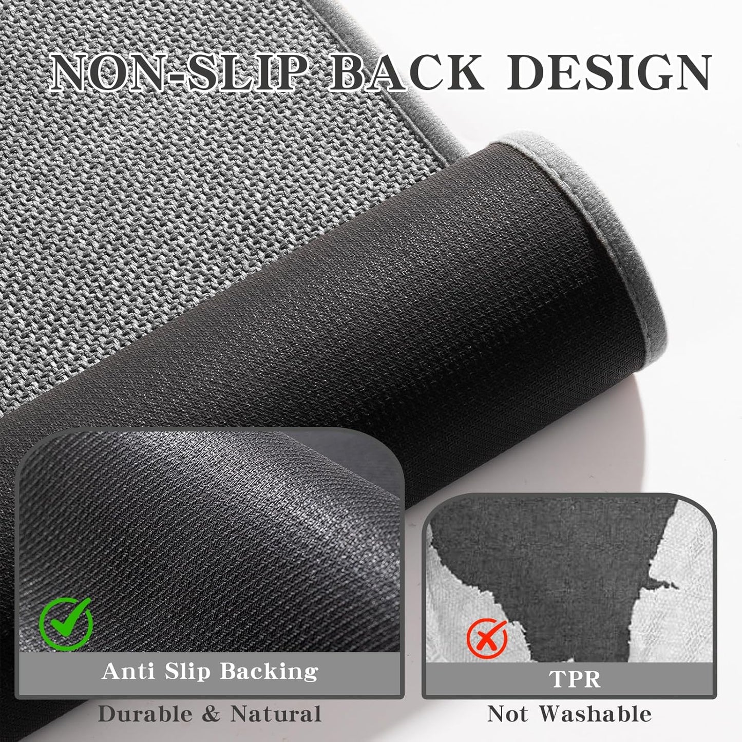 chakme Bath Mat 36x25, Ultra Thin Non Slip, Quick Dry Absorbent, Dark Grey, 36"x25"