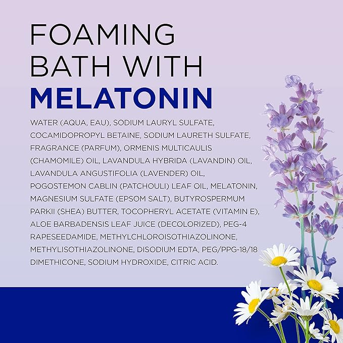 Dr Teal's Foaming Bath with Pure Epsom Salt, Sleep Blend with Melatonin, Lavender & Chamomile Essential Oils, 34 fl oz (Pack of 2)
