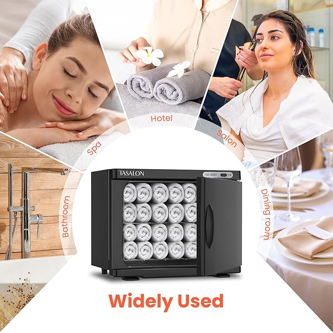 TASALON Professional Hot Towel Warmer Cabinet, 23L Large Capacity, Use for Facial Spa, Hair Beauty, Salon Equipment and Home, Perfect Temperature for Towel Warmer, Fits up to 72 Small Towels - Black