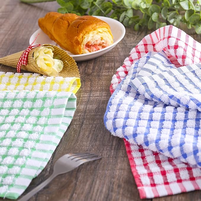 Egles 8 Packs Kitchen Dishcloths 12x12 Inches 100% Cotton Kitchen Dish Cloths for Washing Dishes Scrubbing Wash Cloths Dish Towels Sets (Mix Color)