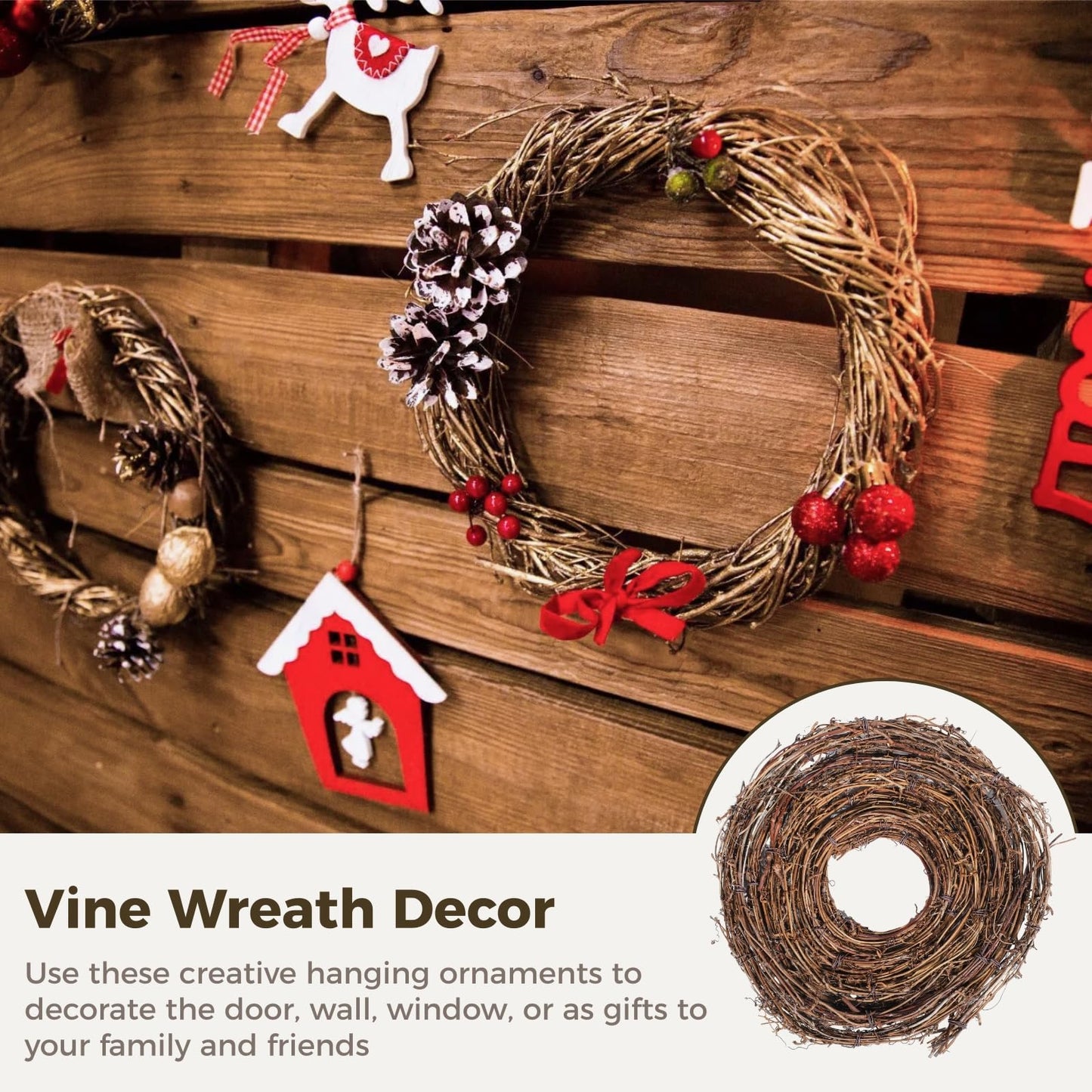 2 PCS Grapevine Garland - DIY Crafts Natural Grapevine Twig Vines, 15 Feet Vines Garland Wreaths for Wedding House Holiday Door Vase Wall Decor
