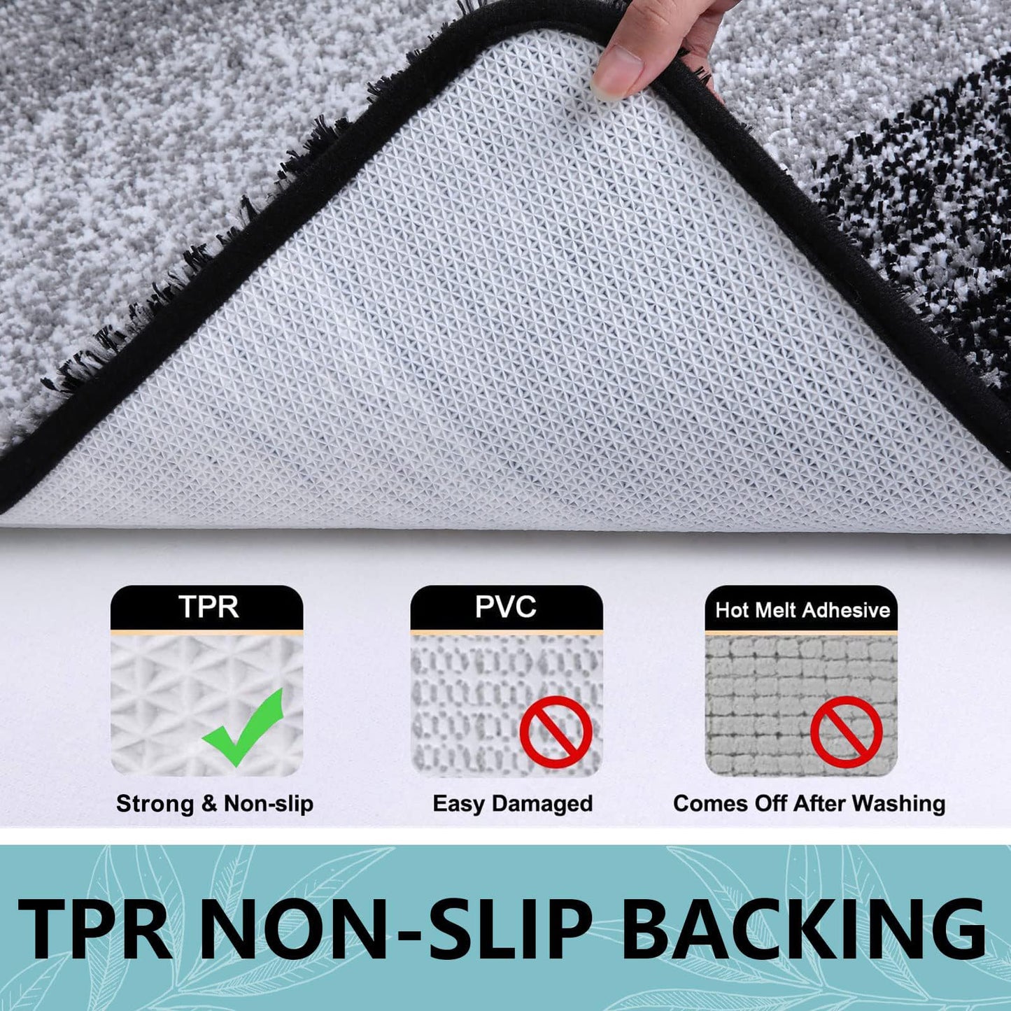 Arotive Bathroom Rugs Set 3 Piece, Extra Soft and Absorbent Bath Rugs, Machine Wash Dry Bath Mats for Bathroom, Toilet, Tub and Shower, 24x16, 30x20 and U-Shaped 24x20, Black