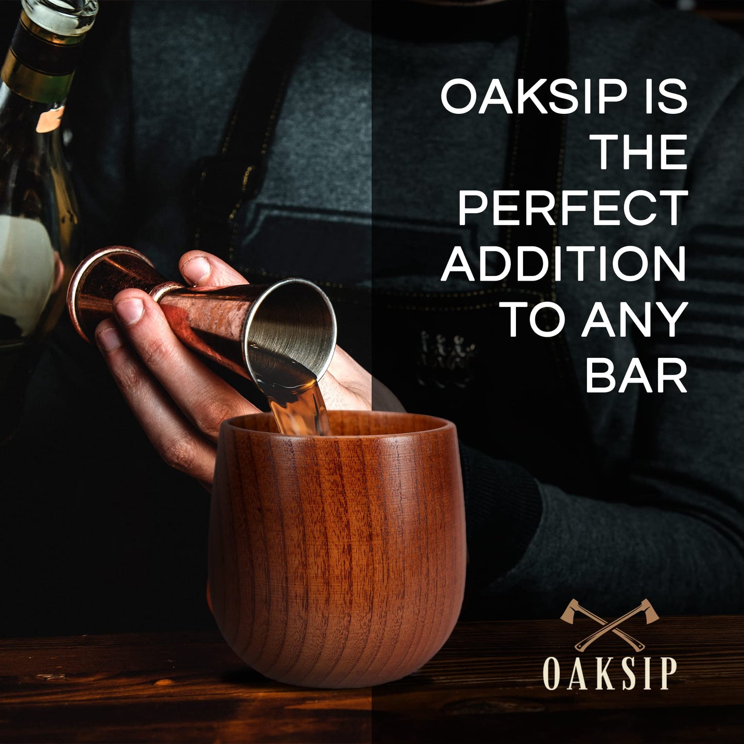 Oaksip The Original Wooden Bourbon Drinking Glass Bourbon Gifts for Men | Wooden Old Fashioned Glass | Great Whiskey Gifts for Husband, Dad, or Brother | Perfect Present For Men Who Have Everything