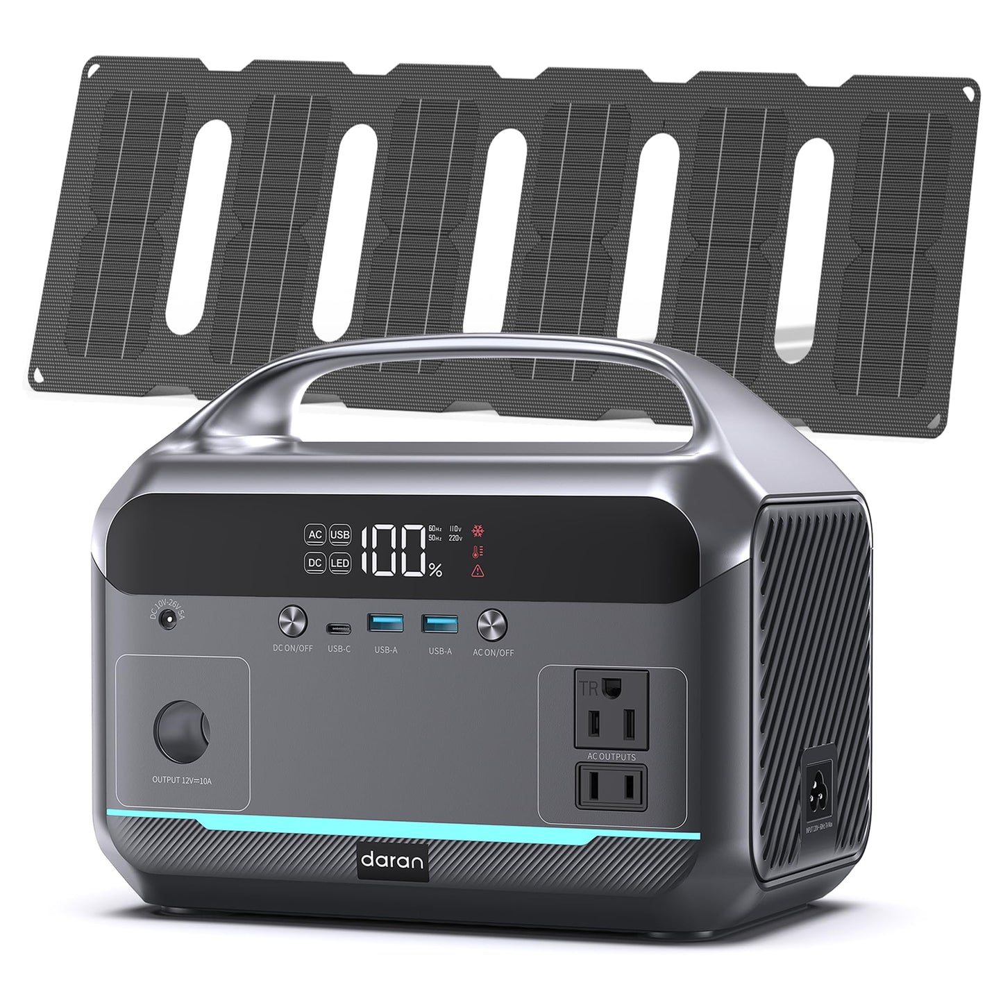 DARAN Portable Power Station 288Wh 350W Generator with Solar Panel, Model NEO, Lightweight 8.2LB, LiFePO4 Battery for Home & Camping