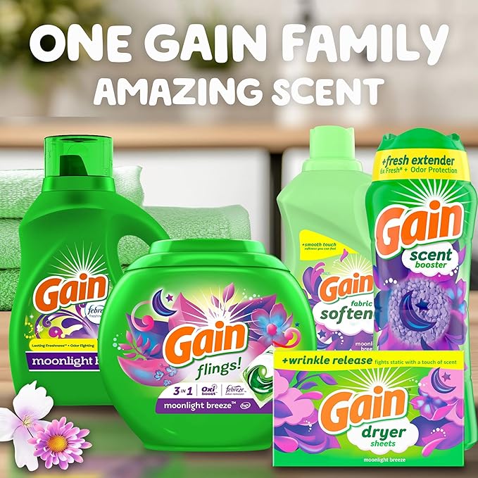 Gain In-Wash Laundry Scent Booster, Moonlight Breeze Scent, 24.0 OZ, Fresh Extender + Odor Protection