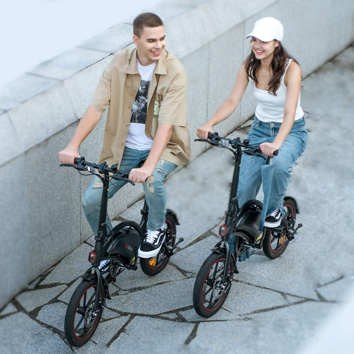 DYU Electric Bike for Adults, 14 inch Folding Electric Bicycle,Commuter City E-Bike wirh 350W Motor and 36V 10AH Lithium-Ion Battery,30~35 Miles Travel Range